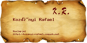 Kozányi Rafael névjegykártya